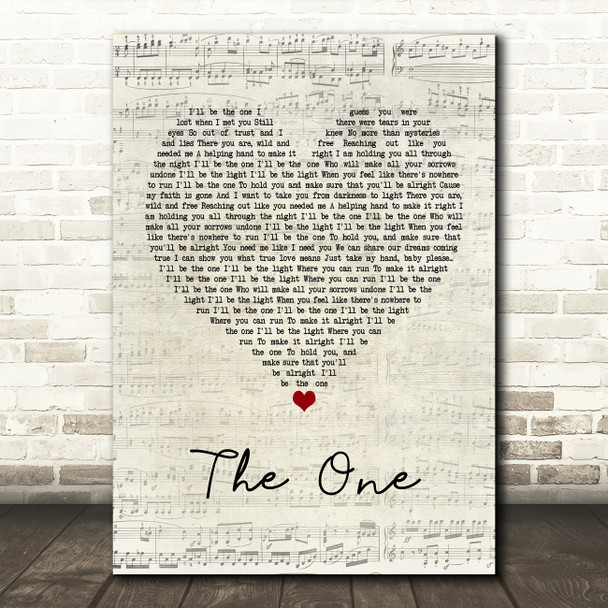 Backstreet Boys The One Script Heart Song Lyric Music Print