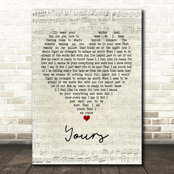 Ella Henderson Yours Script Heart Song Lyric Music Print