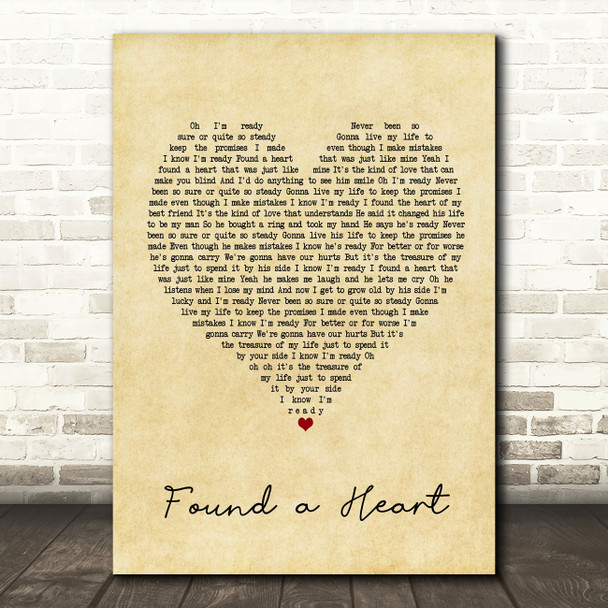 Emily Hearn Found a Heart Vintage Heart Song Lyric Music Print