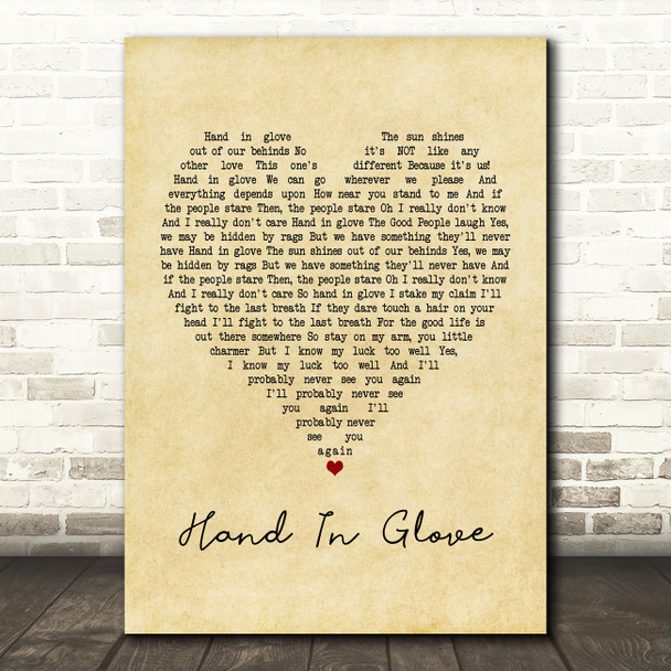 The Smiths Hand In Glove Vintage Heart Song Lyric Music Print