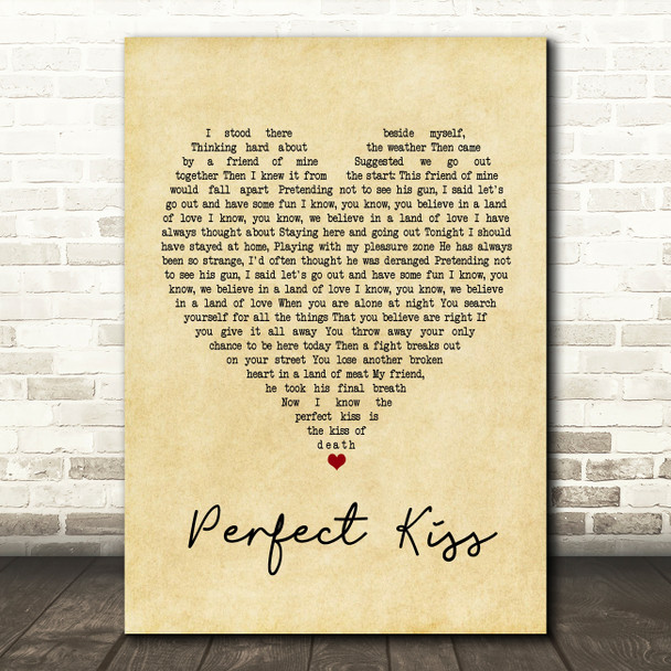New Order Perfect Kiss Vintage Heart Song Lyric Music Print