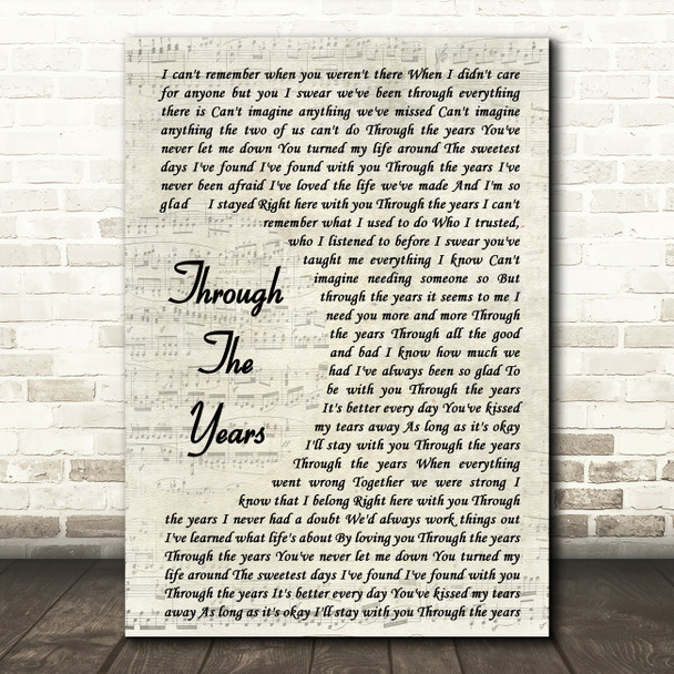 Kenny Rogers Through The Years Vintage Script Song Lyric Music Print