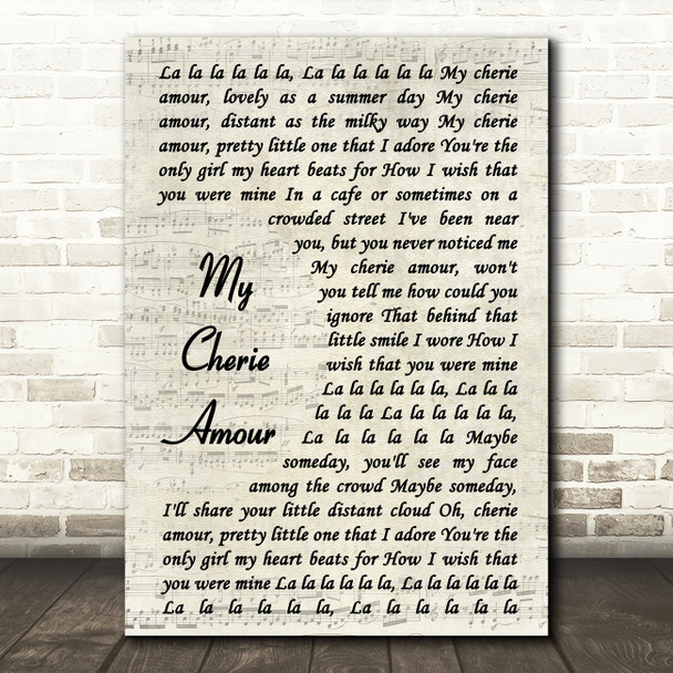 Stevie Wonder My Cherie Amour Vintage Script Song Lyric Music Print