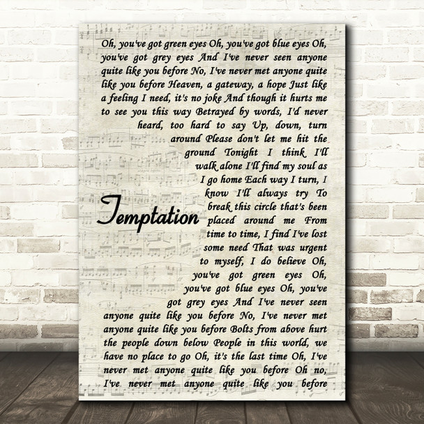 New Order Temptation Vintage Script Song Lyric Music Print