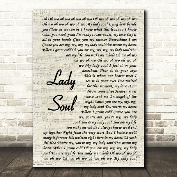 The Temptations Lady Soul Vintage Script Song Lyric Music Print