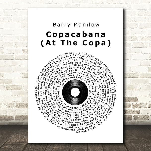 Barry Manilow Copacabana (At The Copa) Vinyl Record Song Lyric Music Print