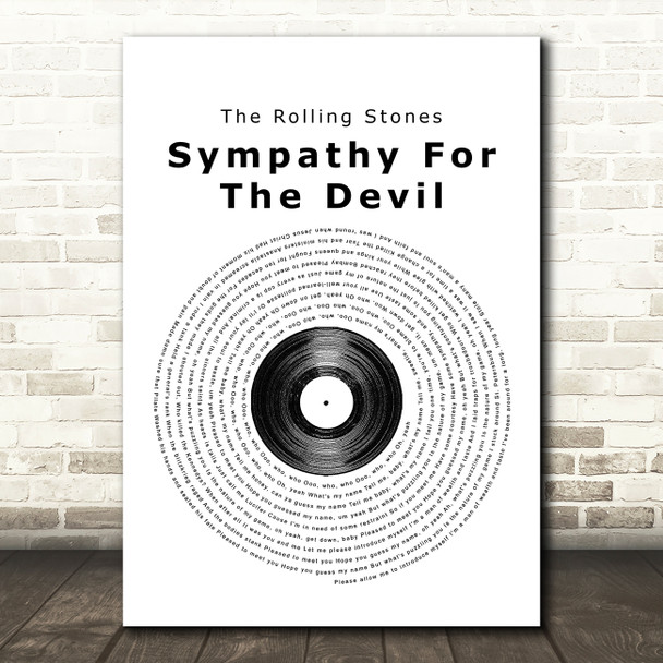 The Rolling Stones Sympathy For The Devil Vinyl Record Song Lyric Music Print