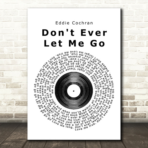 Eddie Cochran Don't Ever Let Me Go Vinyl Record Song Lyric Music Print