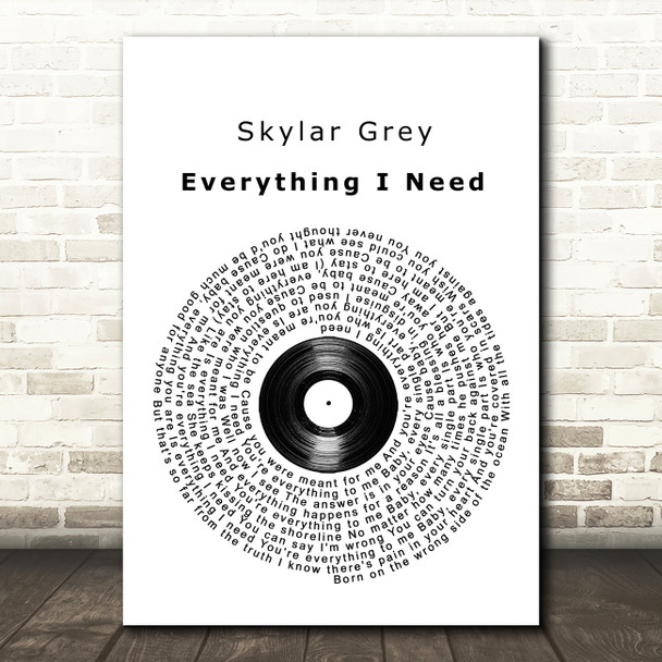 Skylar Grey Everything I Need Vinyl Record Song Lyric Music Print