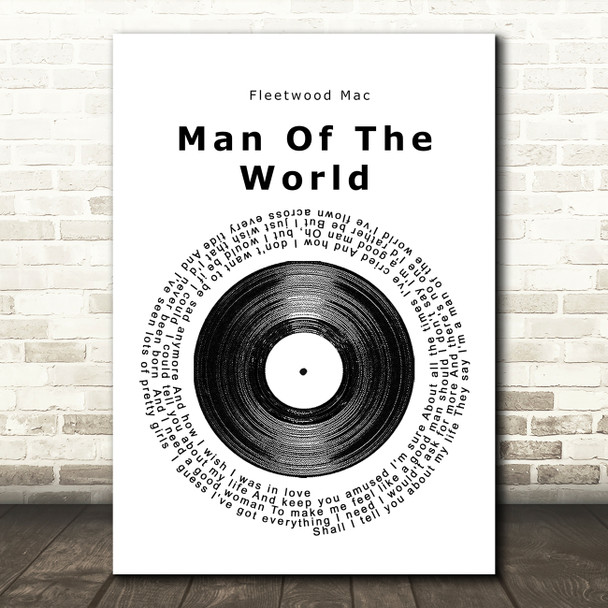 Fleetwood Mac Man Of The World Vinyl Record Song Lyric Music Print