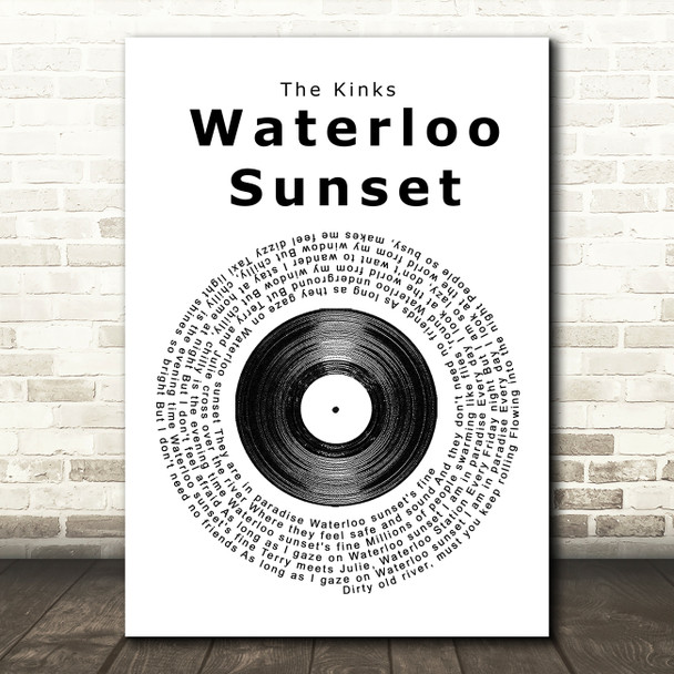 The Kinks Waterloo Sunset Vinyl Record Song Lyric Music Print