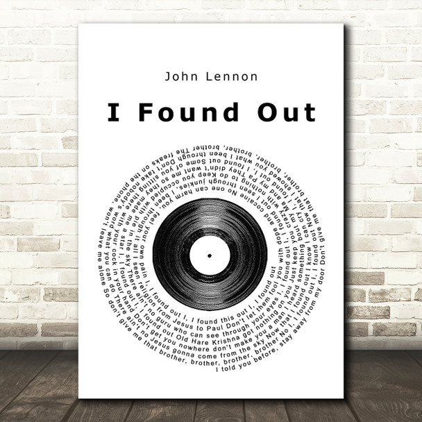 John Lennon I Found Out Vinyl Record Song Lyric Music Print