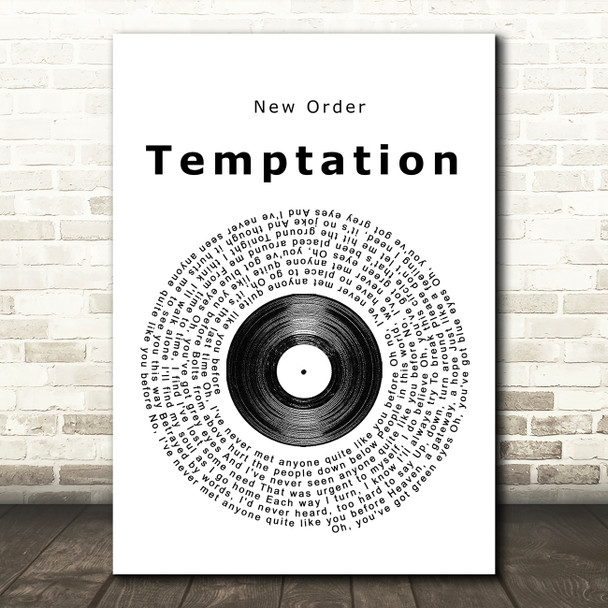 New Order Temptation Vinyl Record Song Lyric Music Print