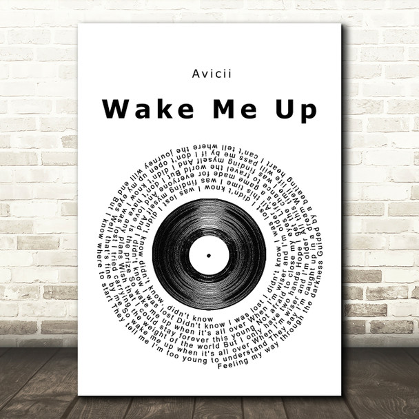 Avicii Wake Me Up Vinyl Record Song Lyric Music Print