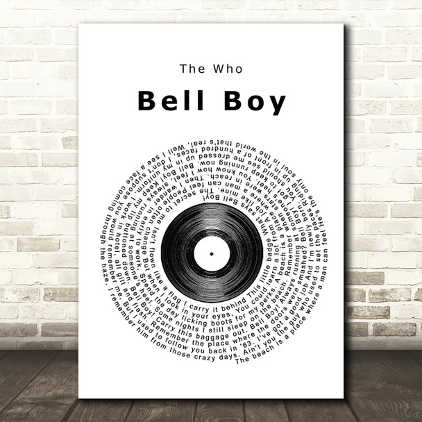 The Who Bell Boy Vinyl Record Song Lyric Music Print