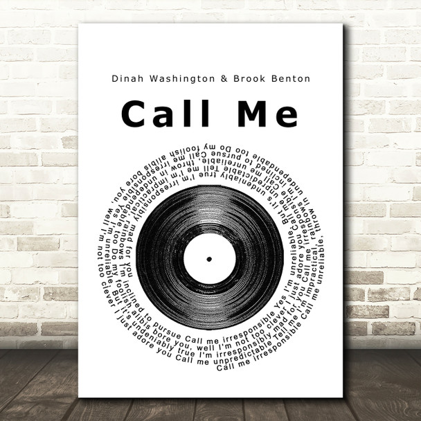 Dinah Washington & Brook Benton Call Me Vinyl Record Song Lyric Music Print