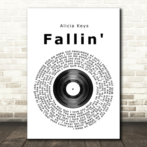 Alicia Keys Fallin' Vinyl Record Song Lyric Music Print