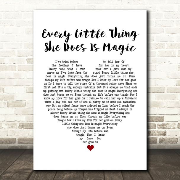 Sleeping At Last Every Little Thing She Does Is Magic White Heart Song Lyric Music Print