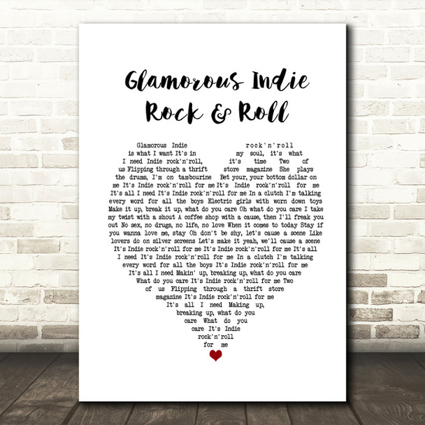 The Killers Glamorous Indie Rock & Roll White Heart Song Lyric Music Print