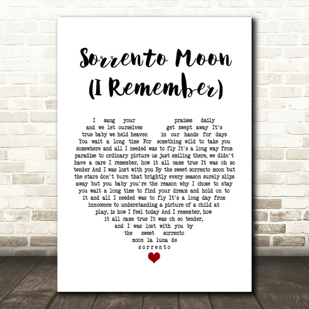 Tina Arena Sorrento Moon (I Remember) White Heart Song Lyric Music Print