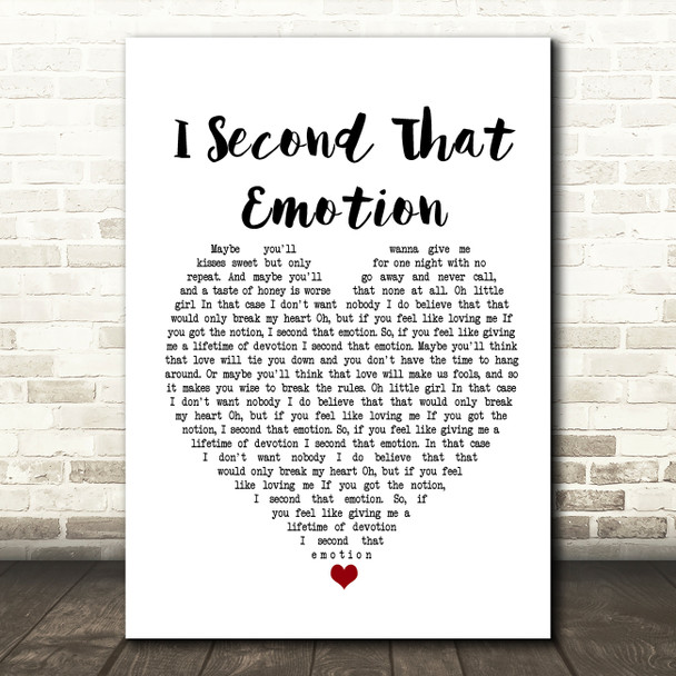 Japan I Second That Emotion White Heart Song Lyric Music Print