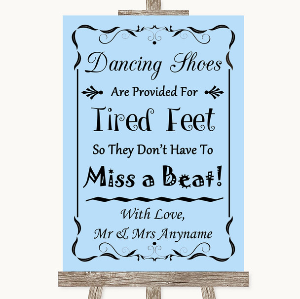 Blue Dancing Shoes Flip-Flop Tired Feet Personalized Wedding Sign
