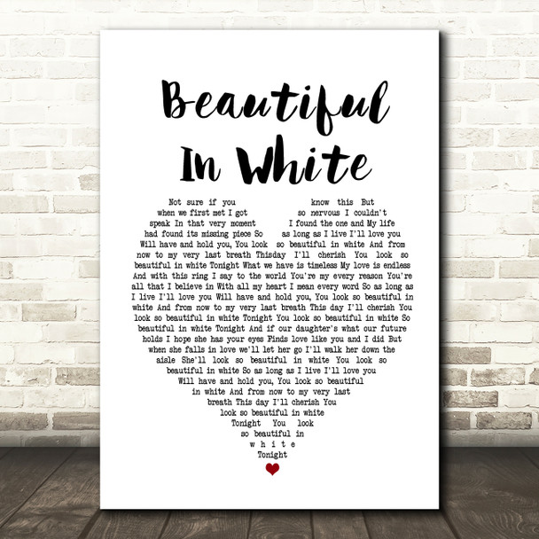 Westlife Beautiful In White White Heart Song Lyric Music Print