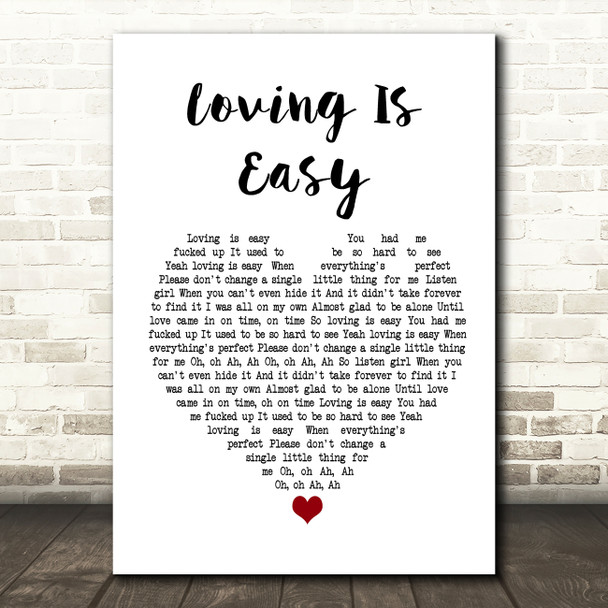 Rex Orange County Loving Is Easy White Heart Song Lyric Music Print