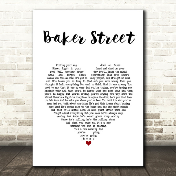 Gerry Rafferty Baker Street White Heart Song Lyric Music Print