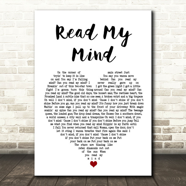 The Killers Read My Mind White Heart Song Lyric Music Print