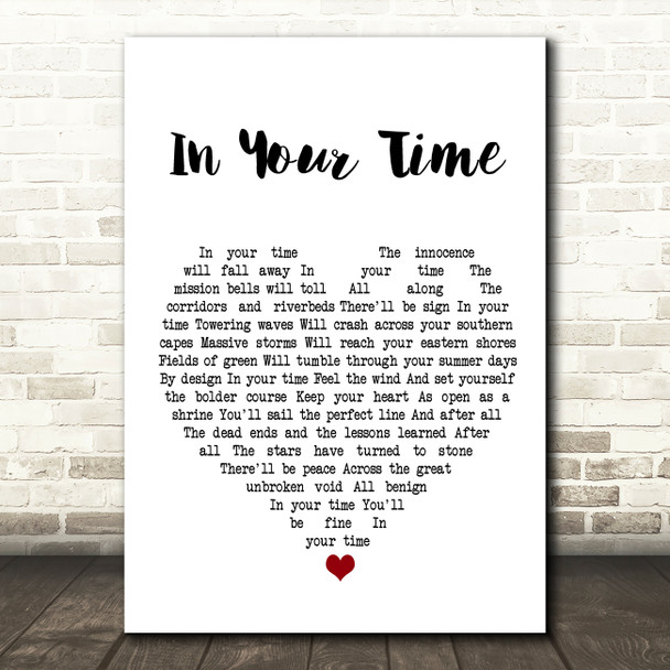 Bob Seger In Your Time White Heart Song Lyric Music Print