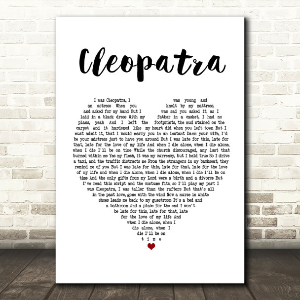 The Lumineers Cleopatra White Heart Song Lyric Music Print