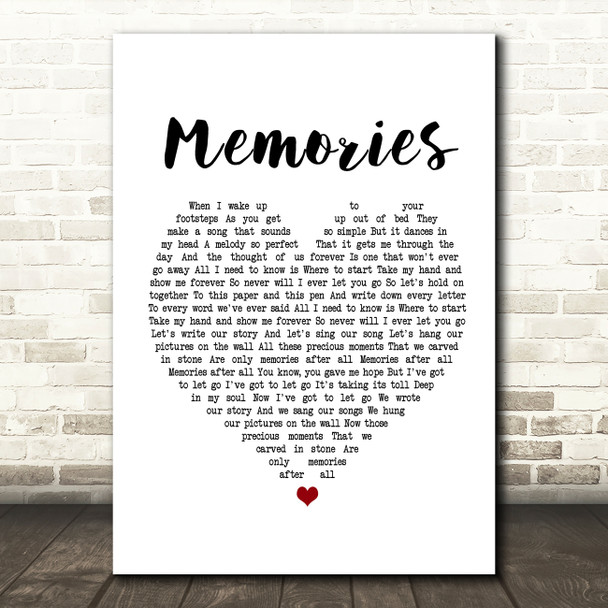 Shawn Mendes Memories White Heart Song Lyric Music Print