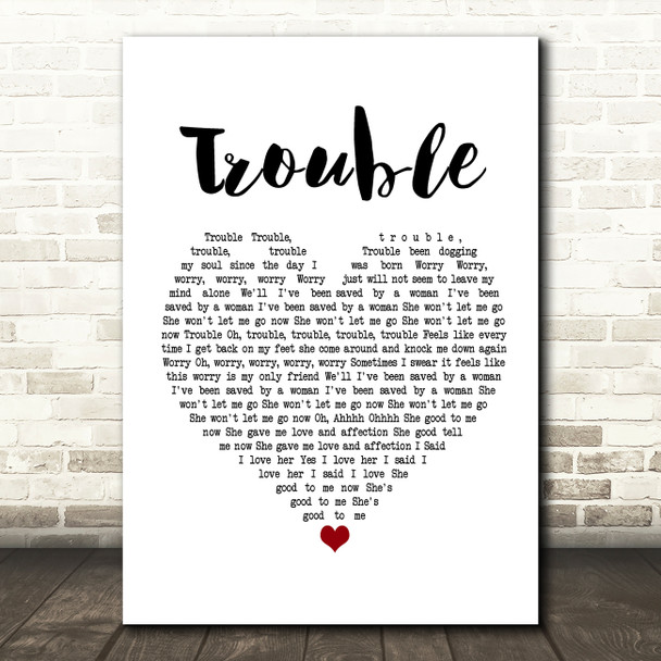 Ray LaMontagne Trouble White Heart Song Lyric Music Print