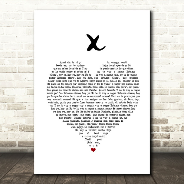 Nicky Jam x J Balvin X White Heart Song Lyric Music Print