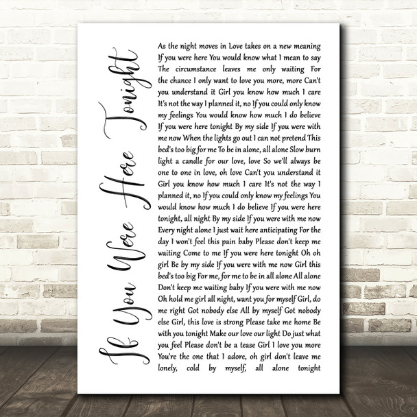 Alexander O'Neal If You Were Here Tonight White Script Song Lyric Music Print
