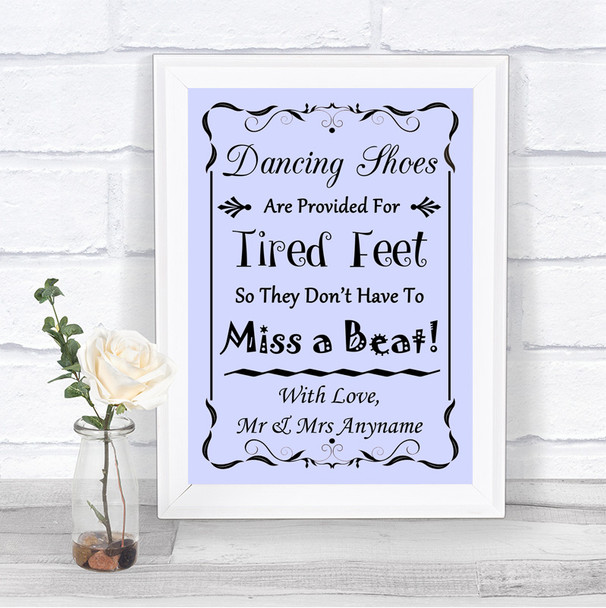 Lilac Dancing Shoes Flip-Flop Tired Feet Personalized Wedding Sign