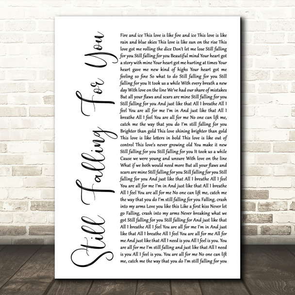 Ellie Goulding Still Falling For You White Script Song Lyric Music Print