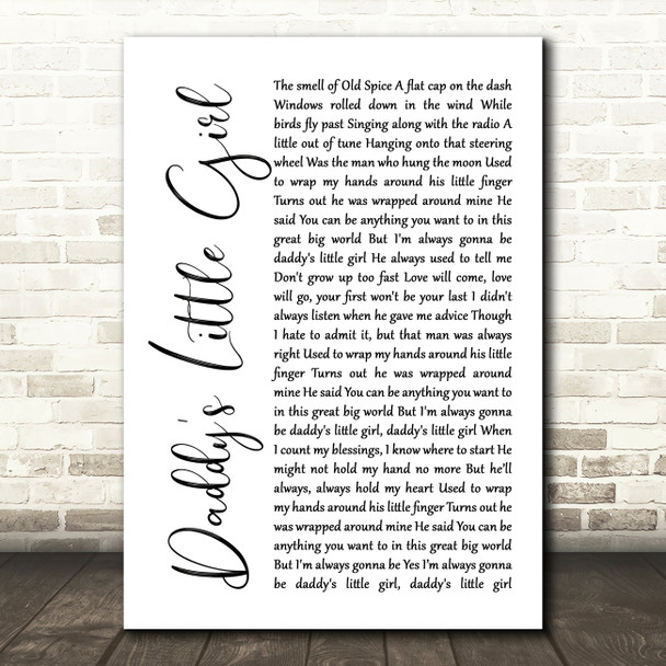 The Shires Daddy's Little Girl White Script Song Lyric Music Print