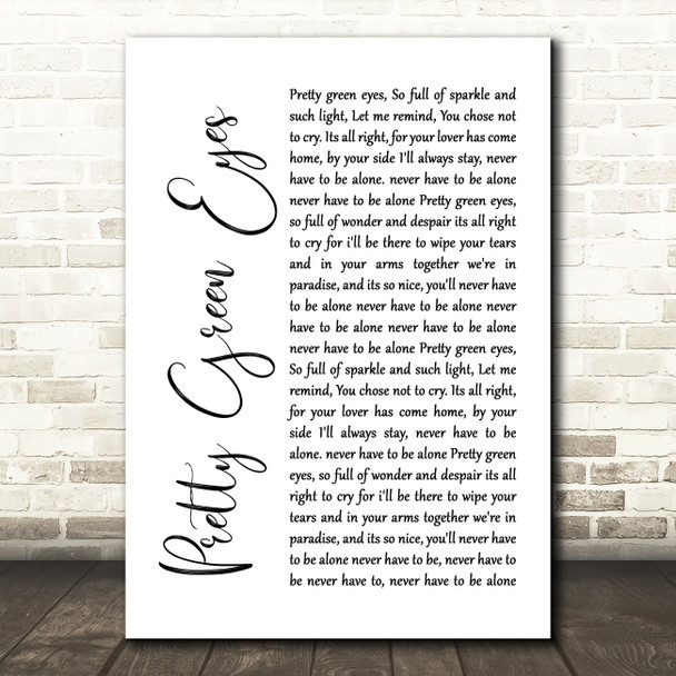 Ultrabeat Pretty Green Eyes White Script Song Lyric Music Print
