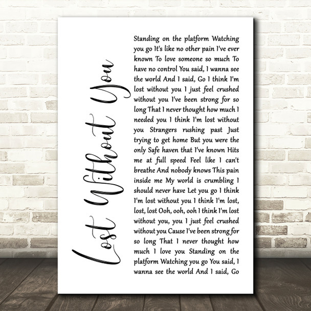Freya Ridings Lost Without You White Script Song Lyric Music Print