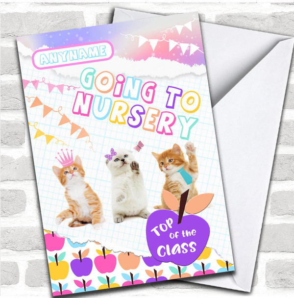 Cute Kitten Class Paws Up Nursery Good Luck Personalized Card