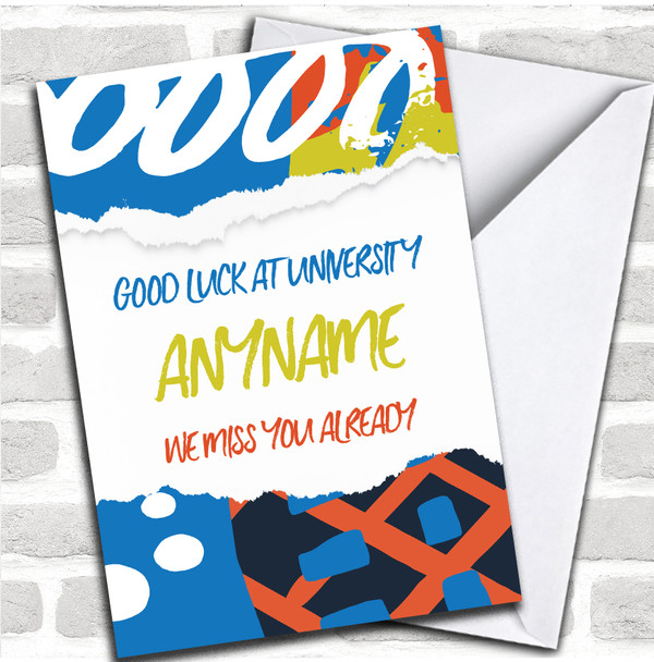 Pattern Scribble Style University Good Luck Personalized Card