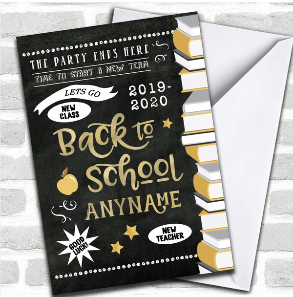 Chalk Style Books Back To School Good Luck Personalized Card