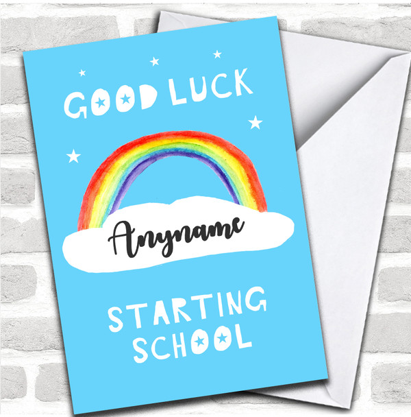 Rainbow Goodluck Starting School Good Luck Personalized Card