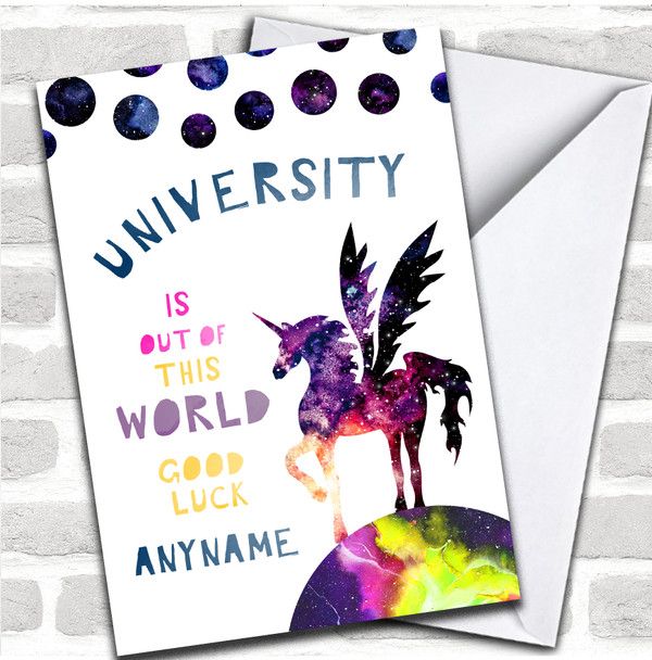 Unicorn University Magical World Good Luck Personalized Card