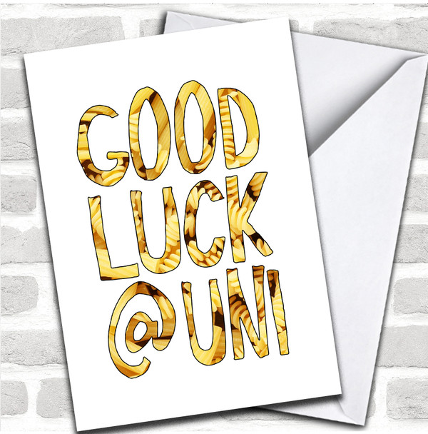 Good Luck at Uni Pasta Letters Good Luck Personalized Card