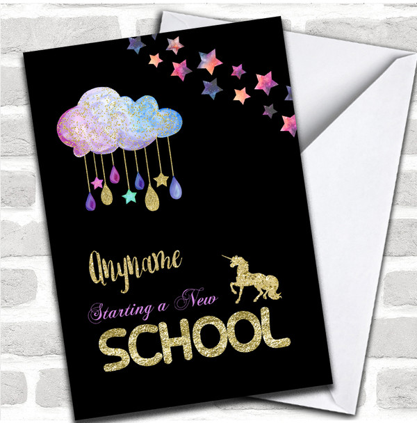 Sparkle Starting A New School Good Luck Personalized Card