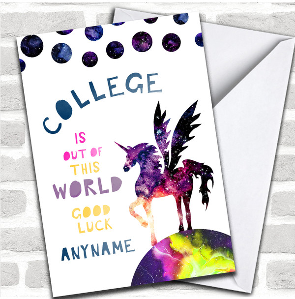 Unicorn College Magical World Good Luck Personalized Card