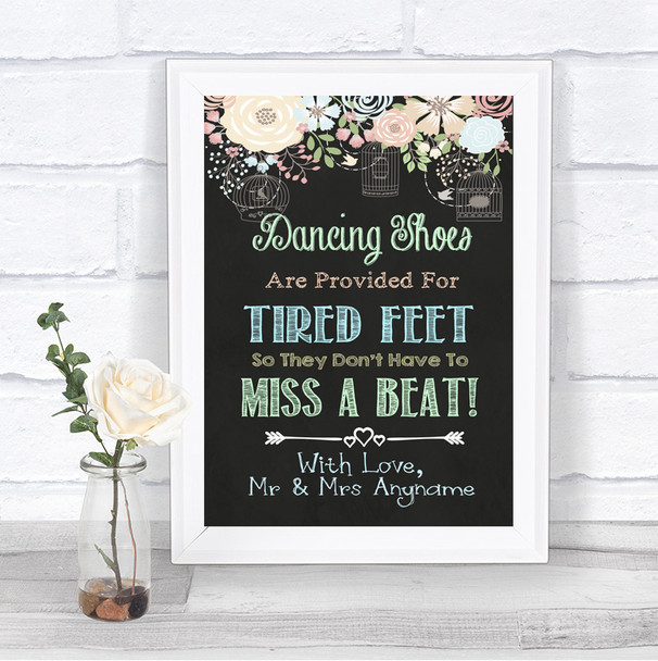 Shabby Chic Chalk Dancing Shoes Flip-Flop Tired Feet Personalized Wedding Sign